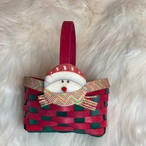 Christmas Santa red green small holiday basket